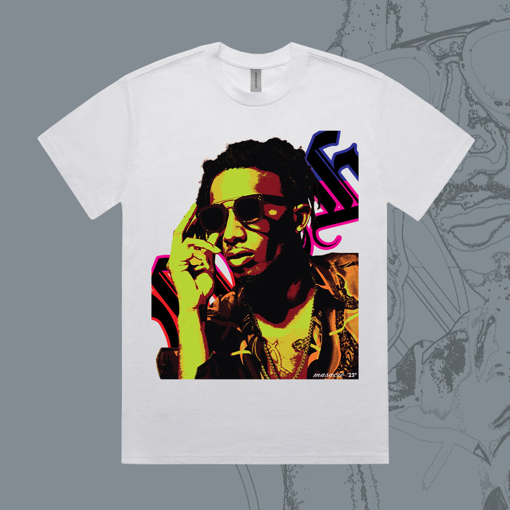 Image of Playboy Carti Weh Round-neck Tee in White by Masacio