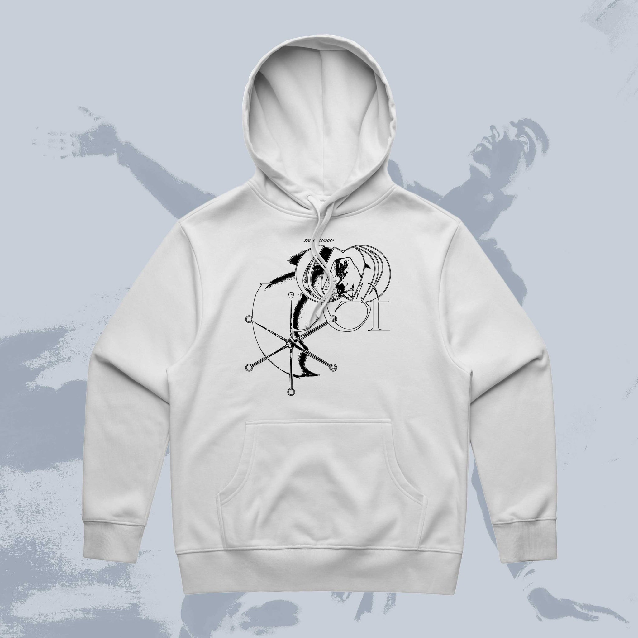 Masacio_White Oversized Hoodie with picture of Bogeyman