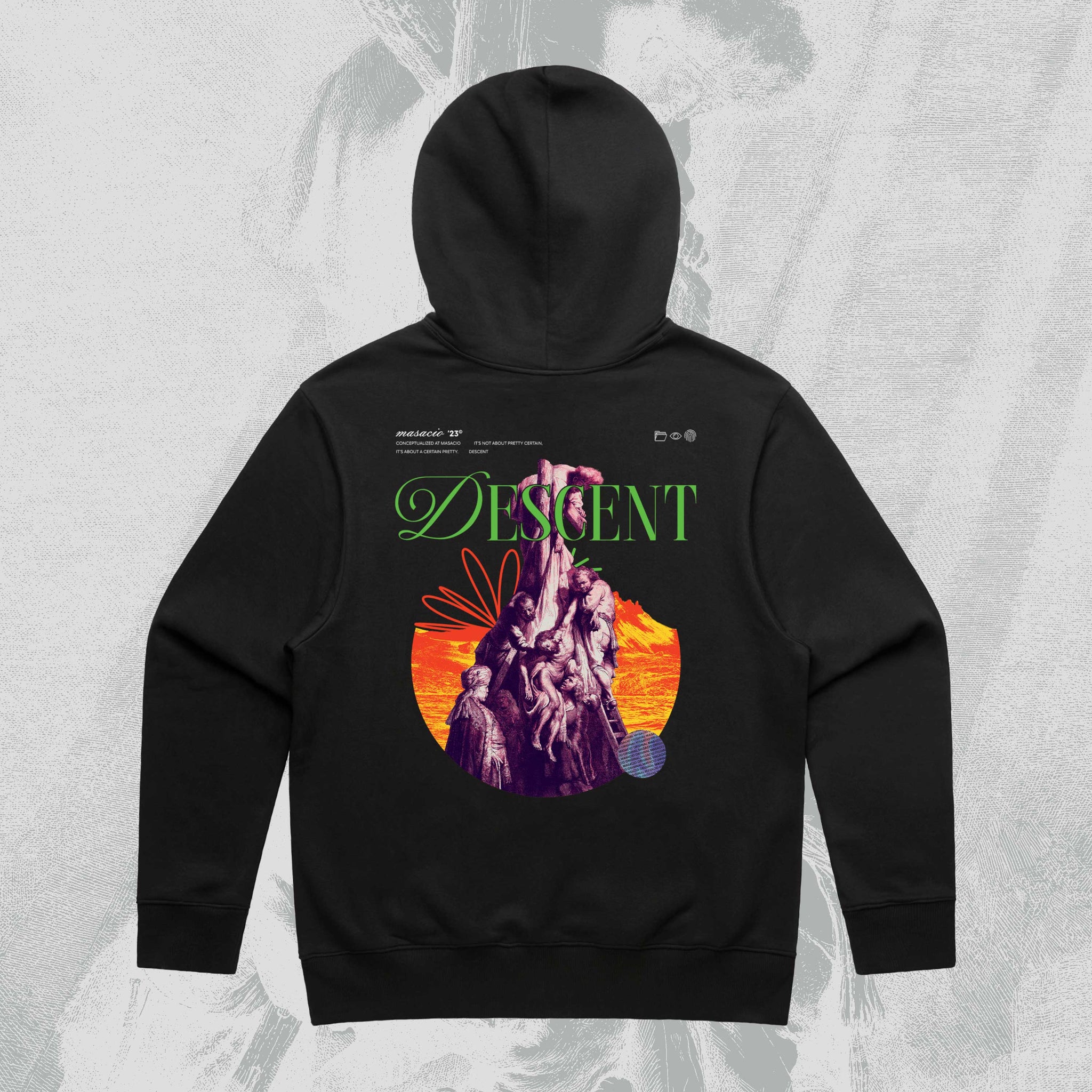 Masacio_Black Oversized hoodie with picture of Descent