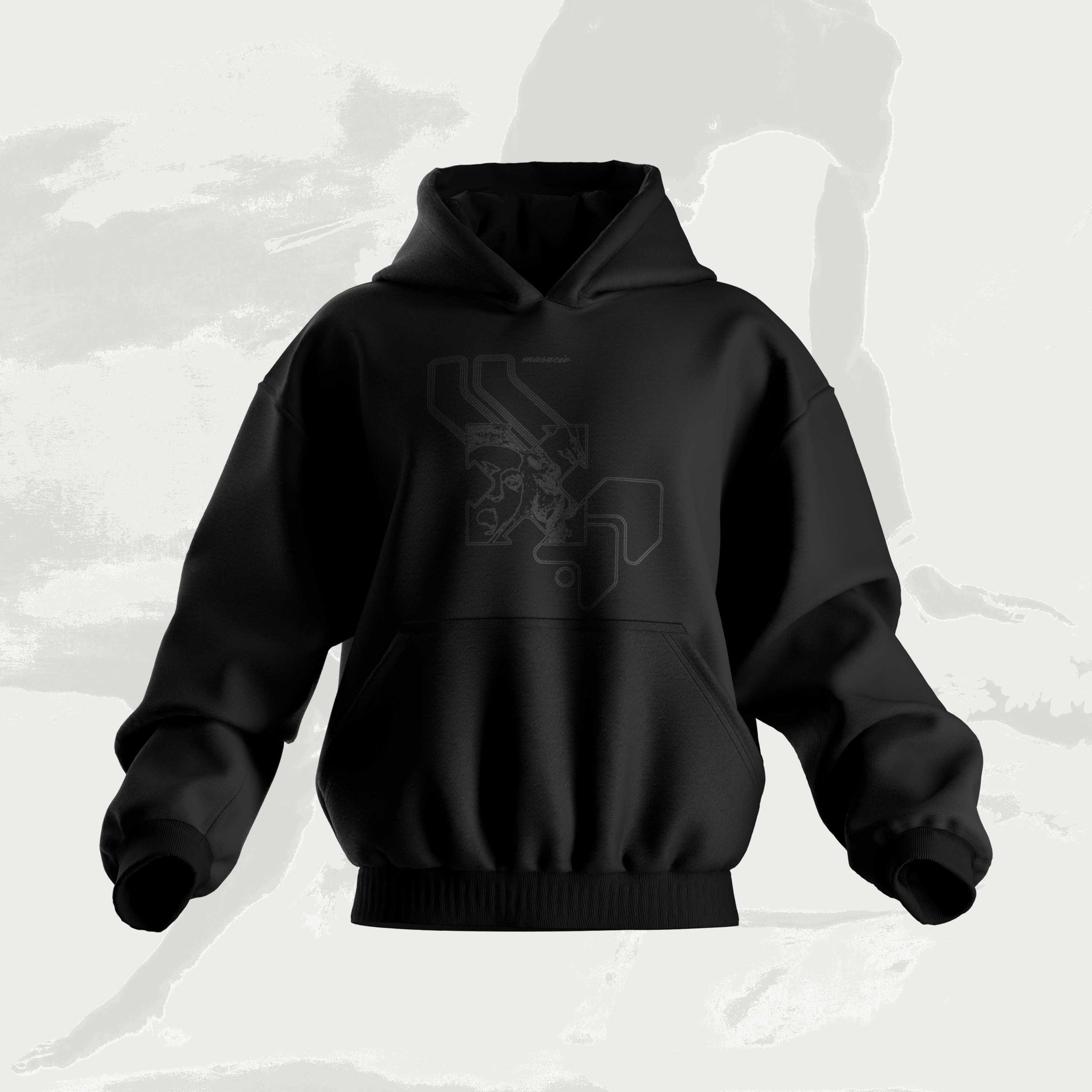 Masacio_Black Oversized Hoodie with picture of Medusa