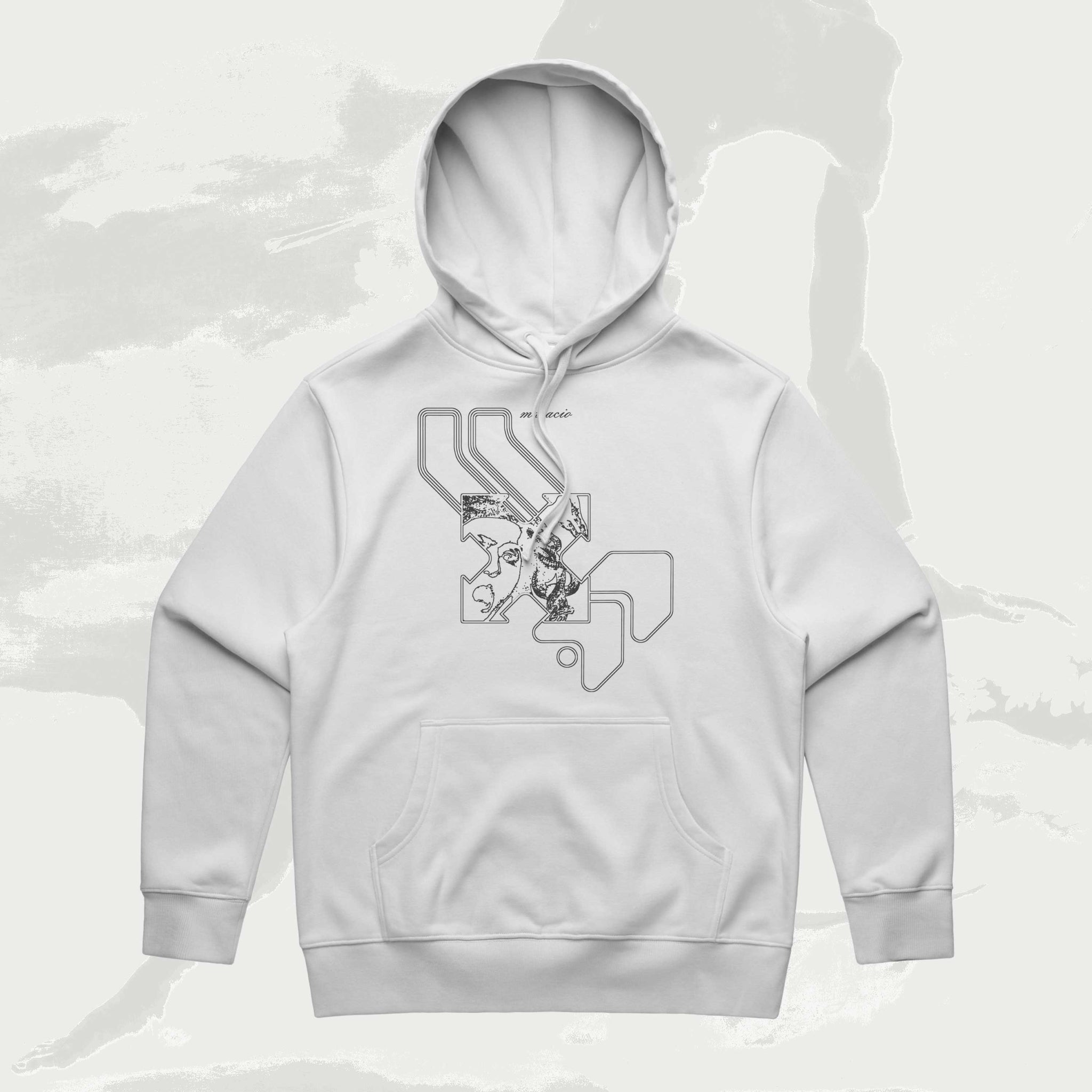 Masacio_White Oversized Hoodie with picture of Medusa