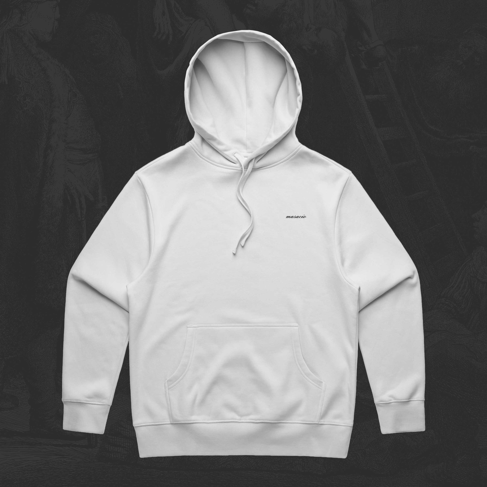 Masacio_White Oversized hoodie with picture of Vinci