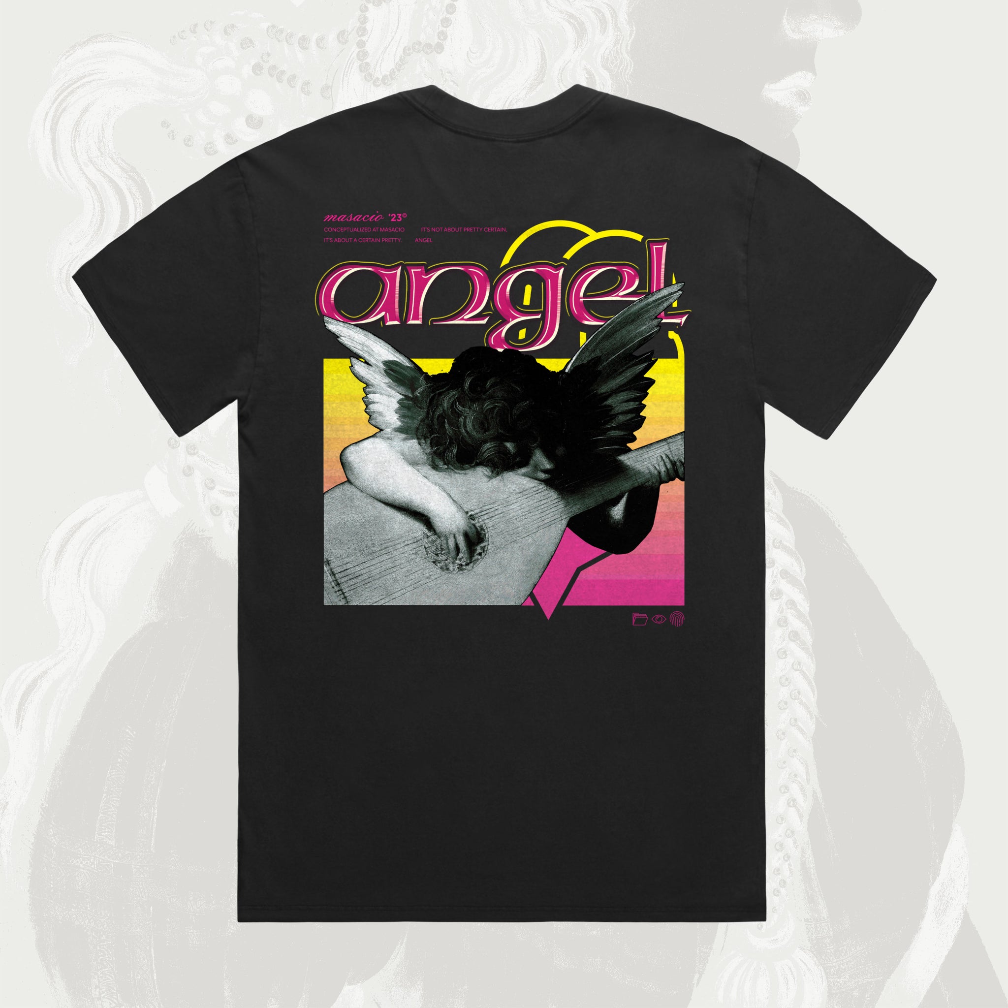 Masacio_Black Oversized T-shirt with picture of Angel