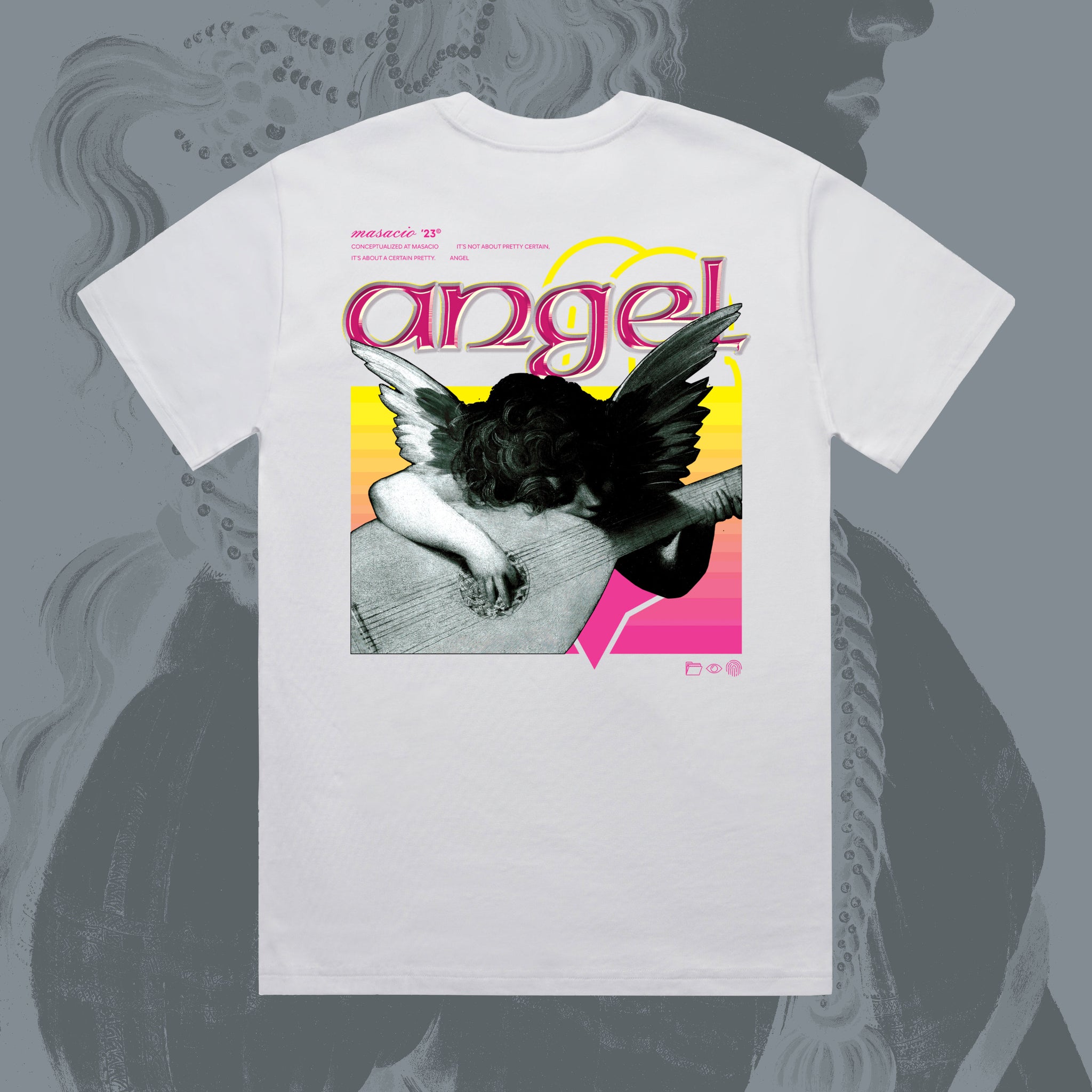 Masacio_White Oversized T-shirt with picture of Angel