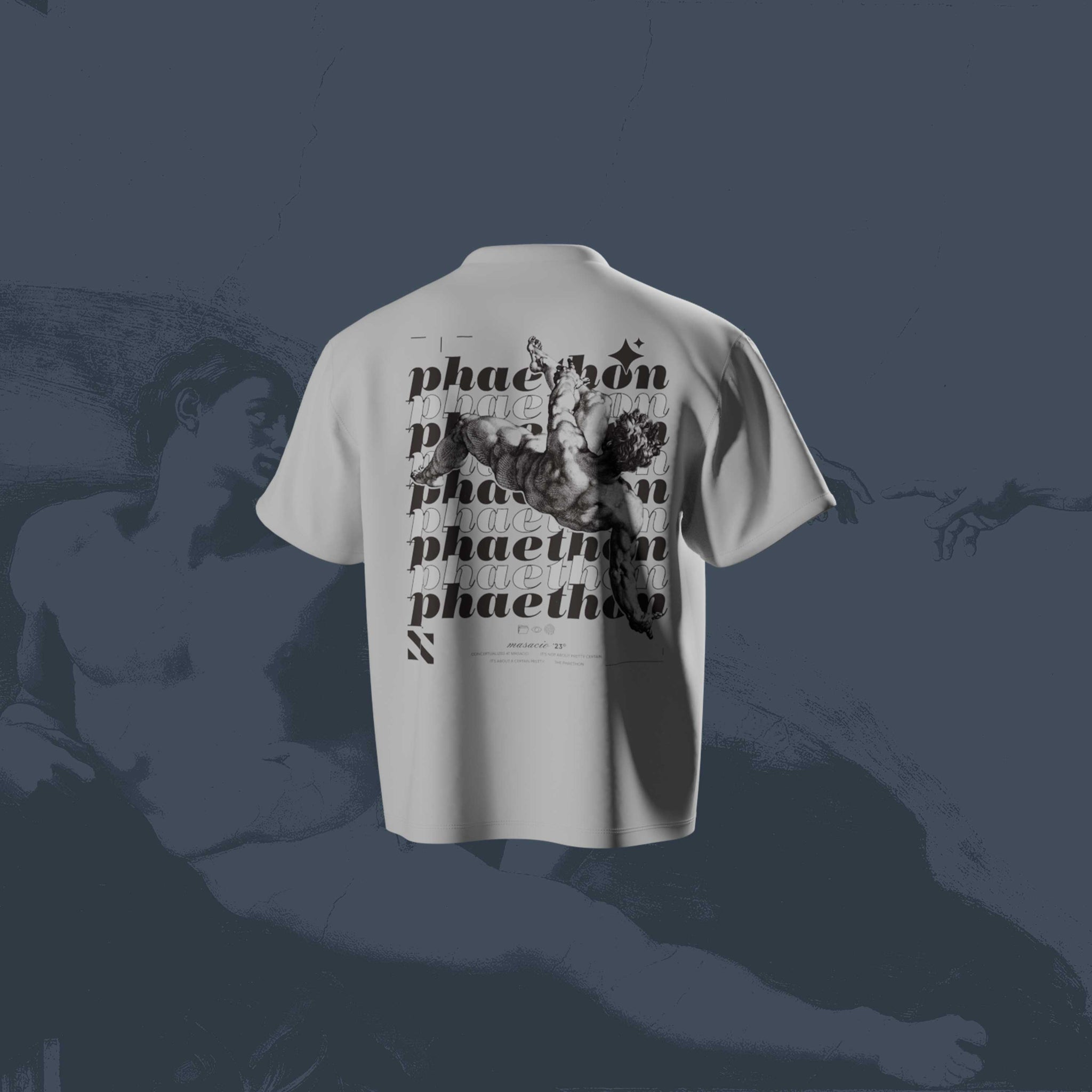 Masacio_White Oversized T-shirt with picture of Phaethon