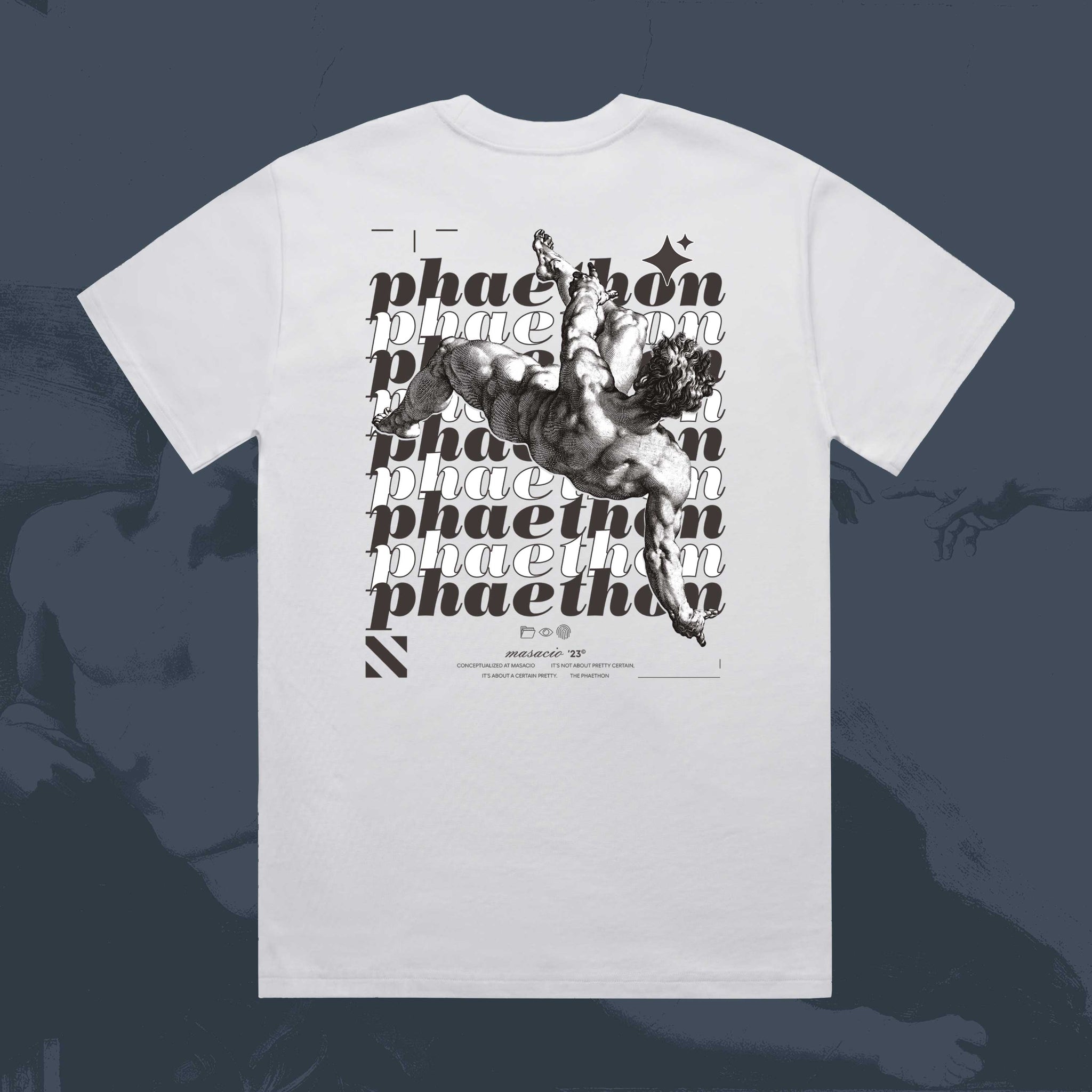 Masacio_White Oversized T-shirt with picture of Phaethon